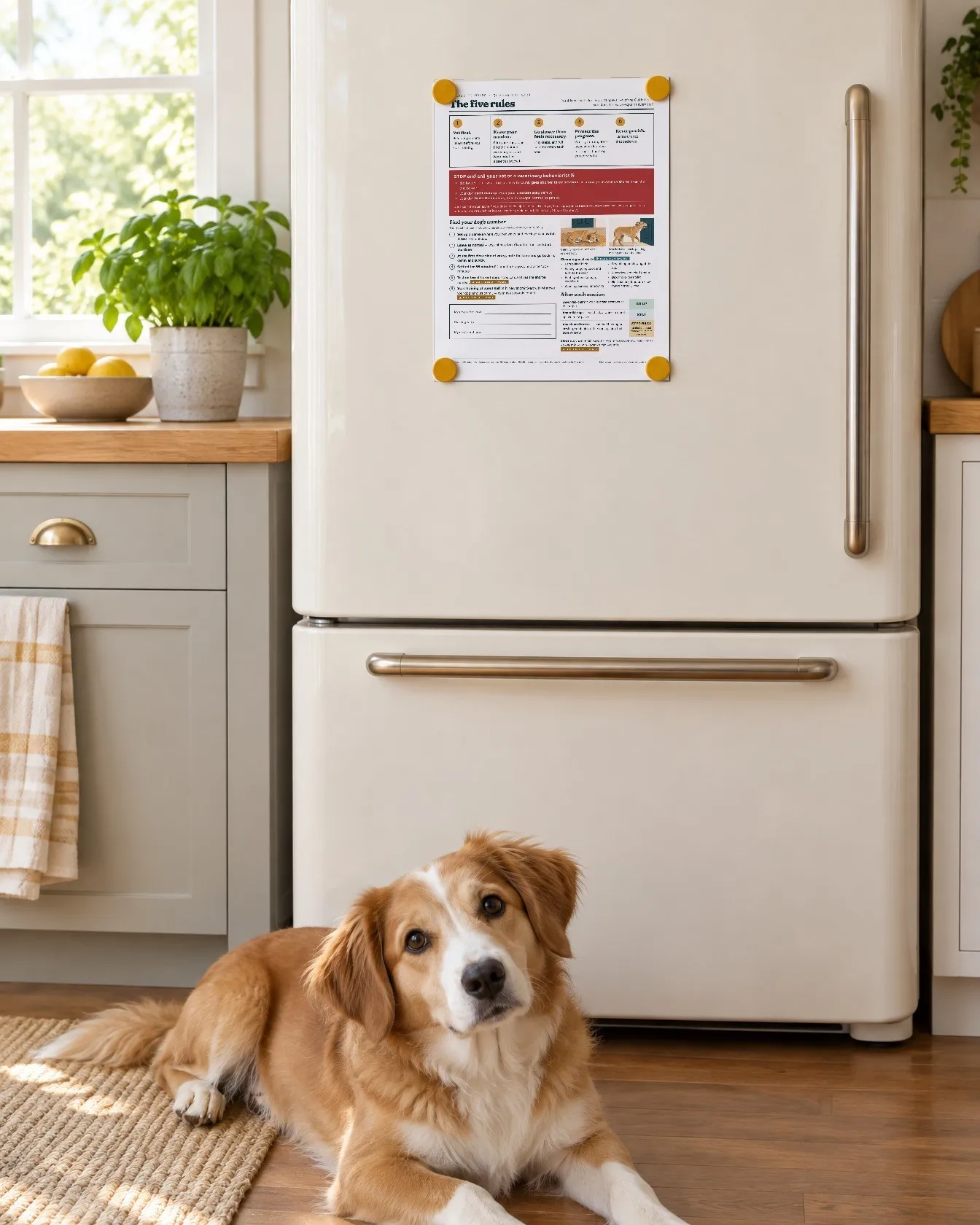 The Quick-Start Card on a fridge